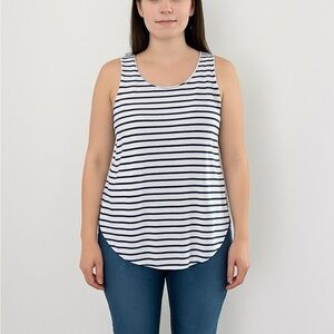 La Hearts Blue and White Striped Tank Top Size Medium